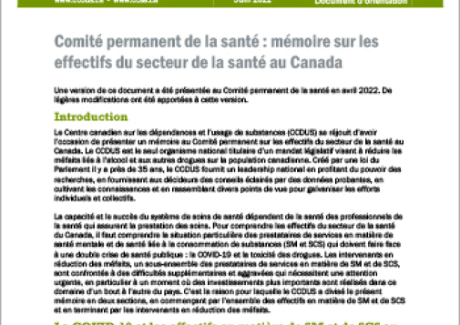 Standing Committee on Canada’s Health Workforce in May 2022