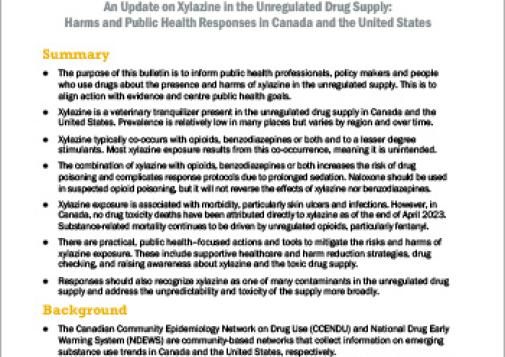CCENDU Bulletin: Update on Xylazine in Canada and the United States