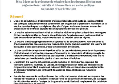 Bulletin du RCCET : nouvelles données sur la xylazine au Canada et aux États-Unis