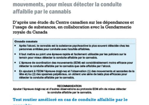 Compléter l’épreuve de coordination des mouvements, pour mieux détecter la conduite affaiblie par le cannabis