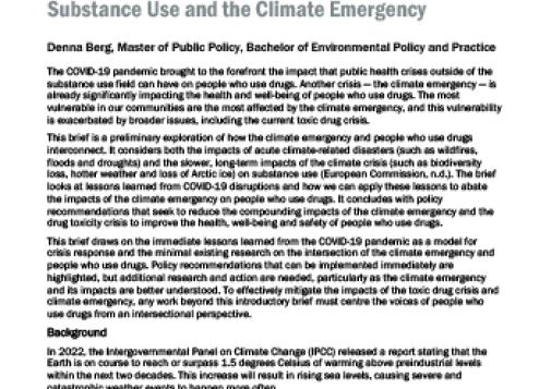 Substance Use and Climate Change