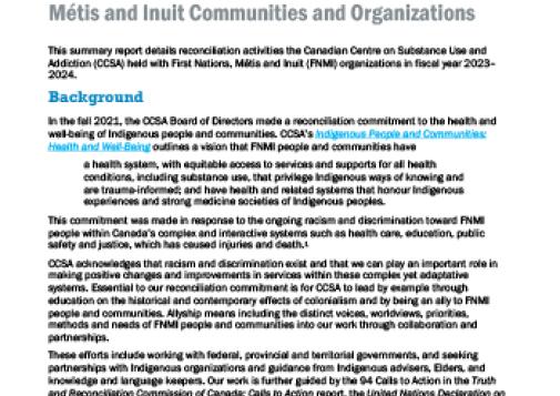 CCSA’s Reconciliation Path with First Nations, Métis and Inuit Communities and Organizations