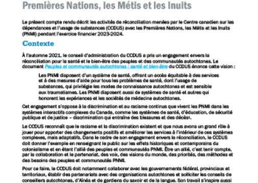 Cheminement de réconciliation du CCDUS avec les Premières Nations, les Métis et les Inuits