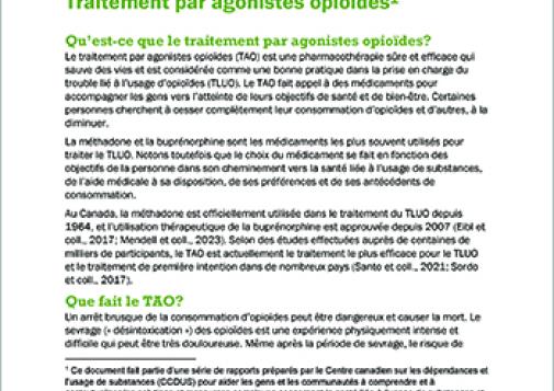 Traitement par agonistes opioïdes