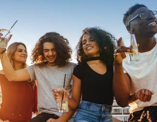 Young people in outdoor party setting