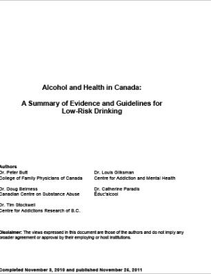 Alcohol and Health in Canada: A Summary of Evidence and Guidelines for Low-Risk Drinking