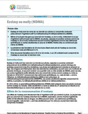 Ecstasy ou molly (MDMA) (Sommaire canadien sur la drogue)