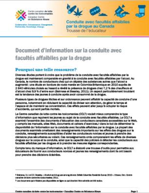 Document d’information sur la conduite avec facultés affaiblies par la drogue