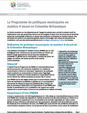 Le Programme de politiques municipales sur l’alcool en Colombie-Britannique