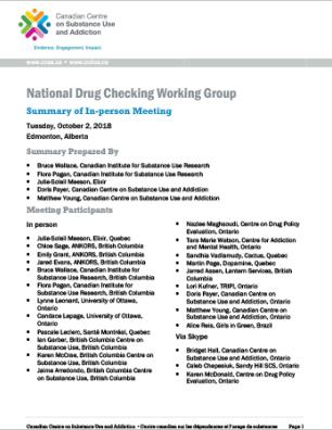 National Drug Checking Working Group: Summary of In-person Meeting