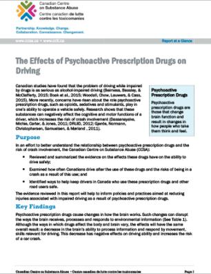 The Effects of Psychoactive Prescription Drugs on Driving (Report at a Glance)