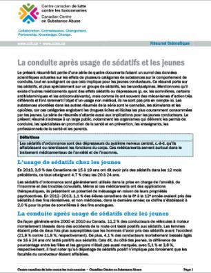 La conduite après usage de sédatifs et les jeunes (Résumé thématique)