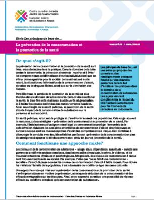 La prévention de la consommation et la promotion de la santé (Série Les principes de base de…)