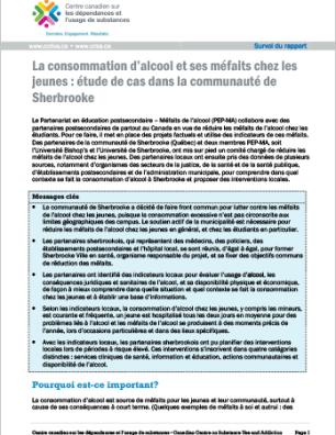 La consommation d’alcool et ses méfaits chez les jeunes : Étude de cas dans la communauté de Sherbrooke (Survol du rapport)