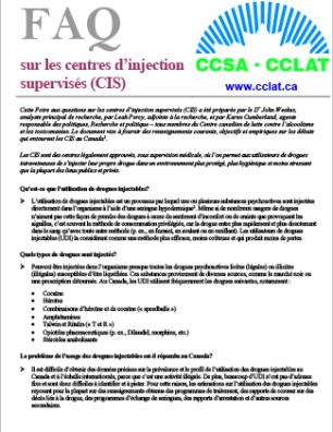 FAQ sur les centres d'injection supervisés (CIS)