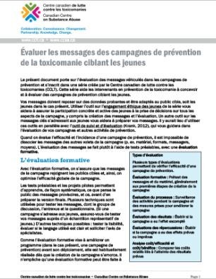 Évaluer les messages des campagnes de prévention de la toxicomanie ciblant les jeunes