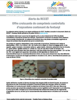 Offre croissante de comprimés contrefaits d’oxycodone contenant du fentanyl (Alerte du RCCET)