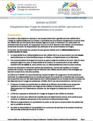 Bulletin du RCCET : Changements dans l’usage de stimulants et ses méfaits : gros plan sur la méthamphétamine et la cocaïne