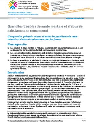 Quand les troubles de santé mentale et d’abus de substances se rencontrent (Résumé thématique)