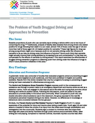 The Problem of Youth Drugged Driving and Approaches to Prevention: Report in short