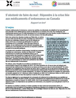 S’abstenir de faire du mal : Répondre à la crise liée aux médicaments d’ordonnance au Canada (Rapport en bref)