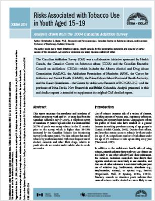 Risks Associated with Tobacco Use in Youth Aged 15–19: Analysis Drawn from the 2004 Canadian Addiction Survey