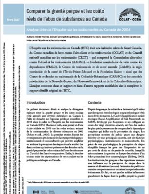 Comparer la gravité perçue et les coûts réels de l'abus de substances au Canada