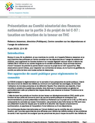 Presentation to the Senate Committee on National Finance on Bill C-97, Part 3: Taxation by THC