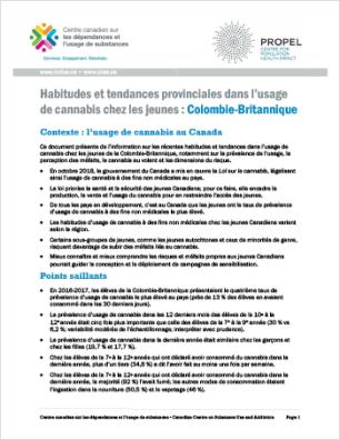 Habitudes et tendances provinciales dans l’usage de cannabis chez les jeunes : Colombie-Britannique