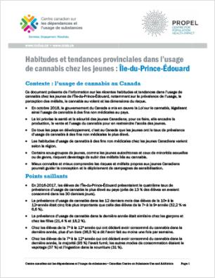 Habitudes et tendances provinciales dans l’usage de cannabis chez les jeunes : Île-du-Prince-Édouard