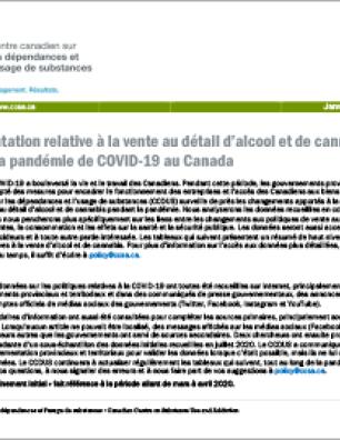 Réglementation relative à la vente au détail d’alcool et de cannabis pendant la pandémie de COVID-19