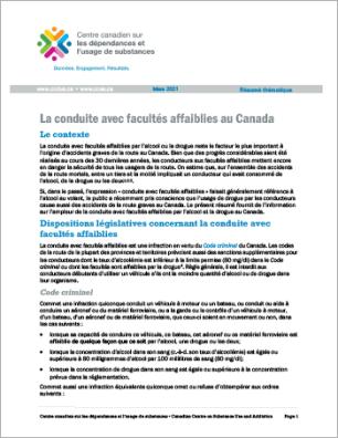 La conduite avec facultés affaiblies au Canada (Résumé thématique)