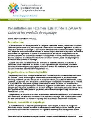 Consultation sur l’examen législatif de la Loi sur le tabac et les produits de vapotage