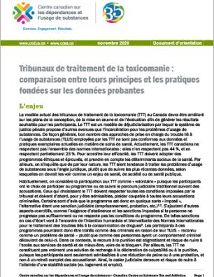 Tribunaux de traitement de la toxicomanie : comparaison entre leurs principes et les pratiques fondées sur les données probantes