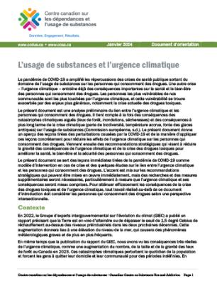 L’usage de substances et l’urgence climatique
