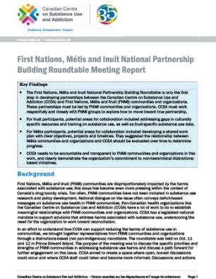 First Nations, Métis and Inuit National Partnership Building Roundtable Meeting Report