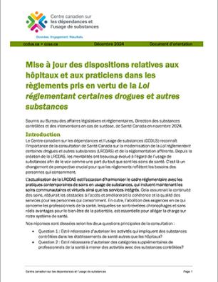 Mise à jour des dispositions relatives aux hôpitaux et aux praticiens dans les règlements pris en vertu de la Loi réglementant certaines drogues et autres substances (LRCDAS)