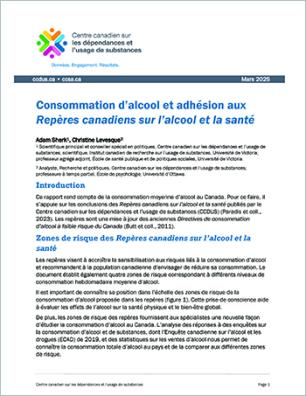 Consommation d’alcool et adhésion aux Repères canadiens sur l’alcool et la santé