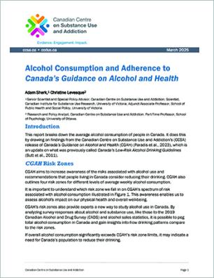 Alcohol Consumption and Adherence to Canada’s Guidance on Alcohol and Health