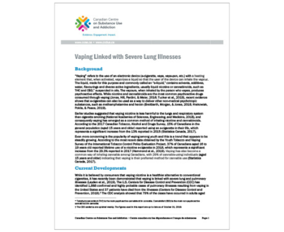 Vaping Linked with Severe Lung Illnesses
