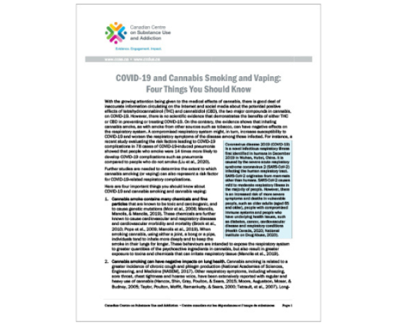 COVID-19 and Cannabis Smoking and Vaping: Four Things You Should Know