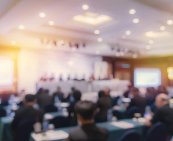 Blurry image of a seminar.