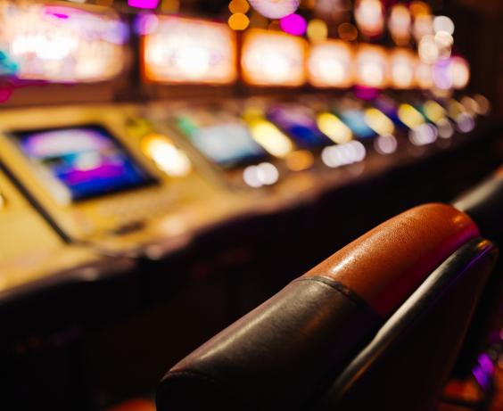 Blurry photo of a casino. 
