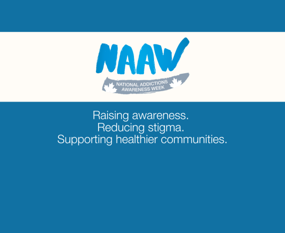 National Addictions Awareness Week graphic: Raising awareness. Reducing stigma. Supporting healthier communities.